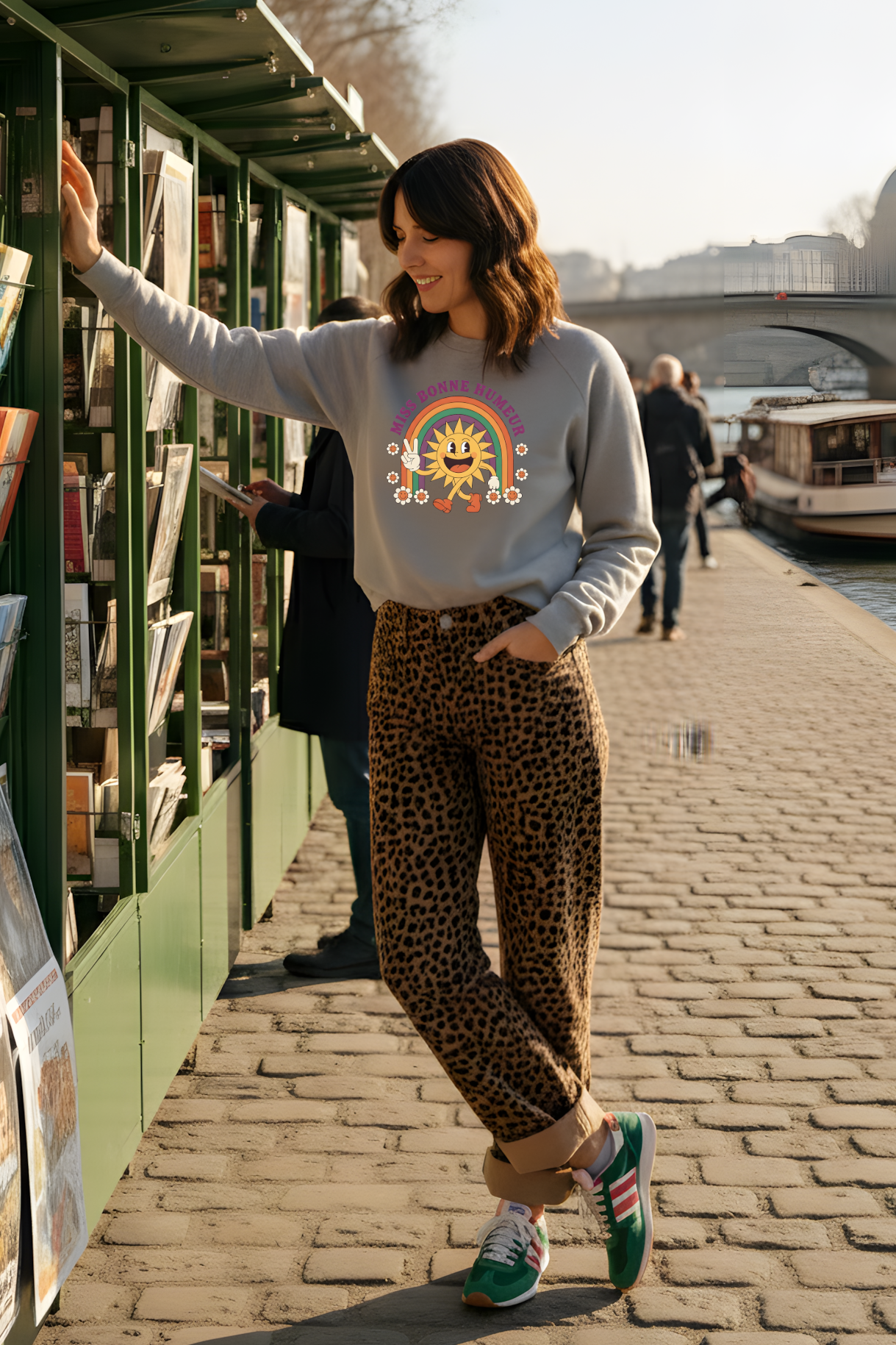 SWEATSHIRT MISS BONNE HUMEUR GRIS