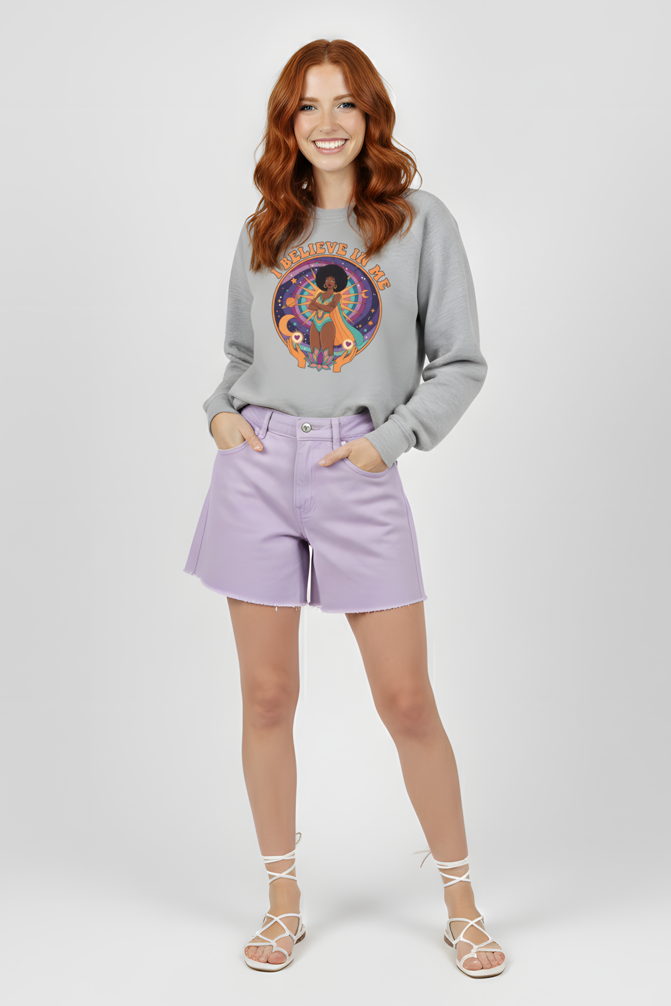 SWEATSHIRT I BELIEVE IN ME GRIS