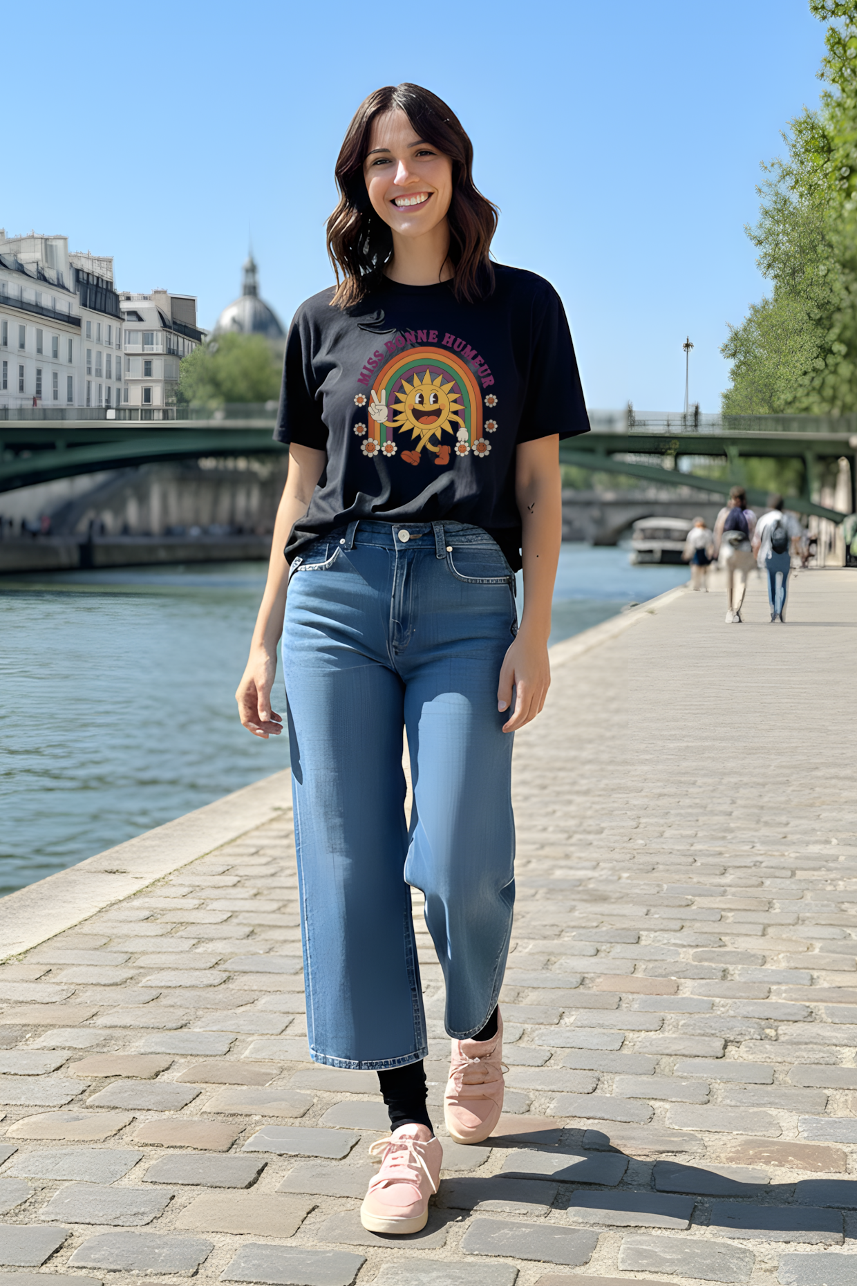 T-SHIRT MISS BONNE HUMEUR NOIR