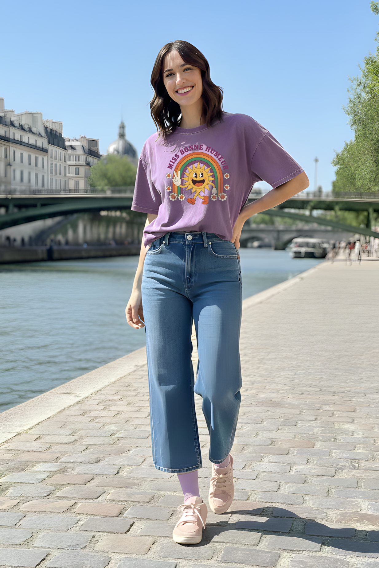 T-SHIRT MISS BONNE HUMEUR VIOLET