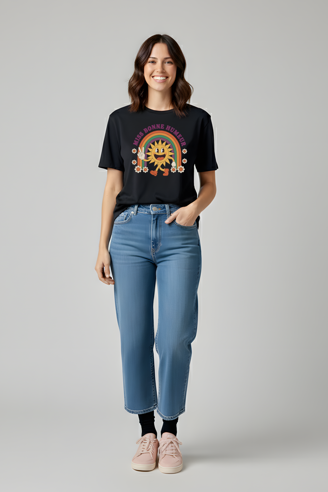 T-SHIRT MISS BONNE HUMEUR NOIR