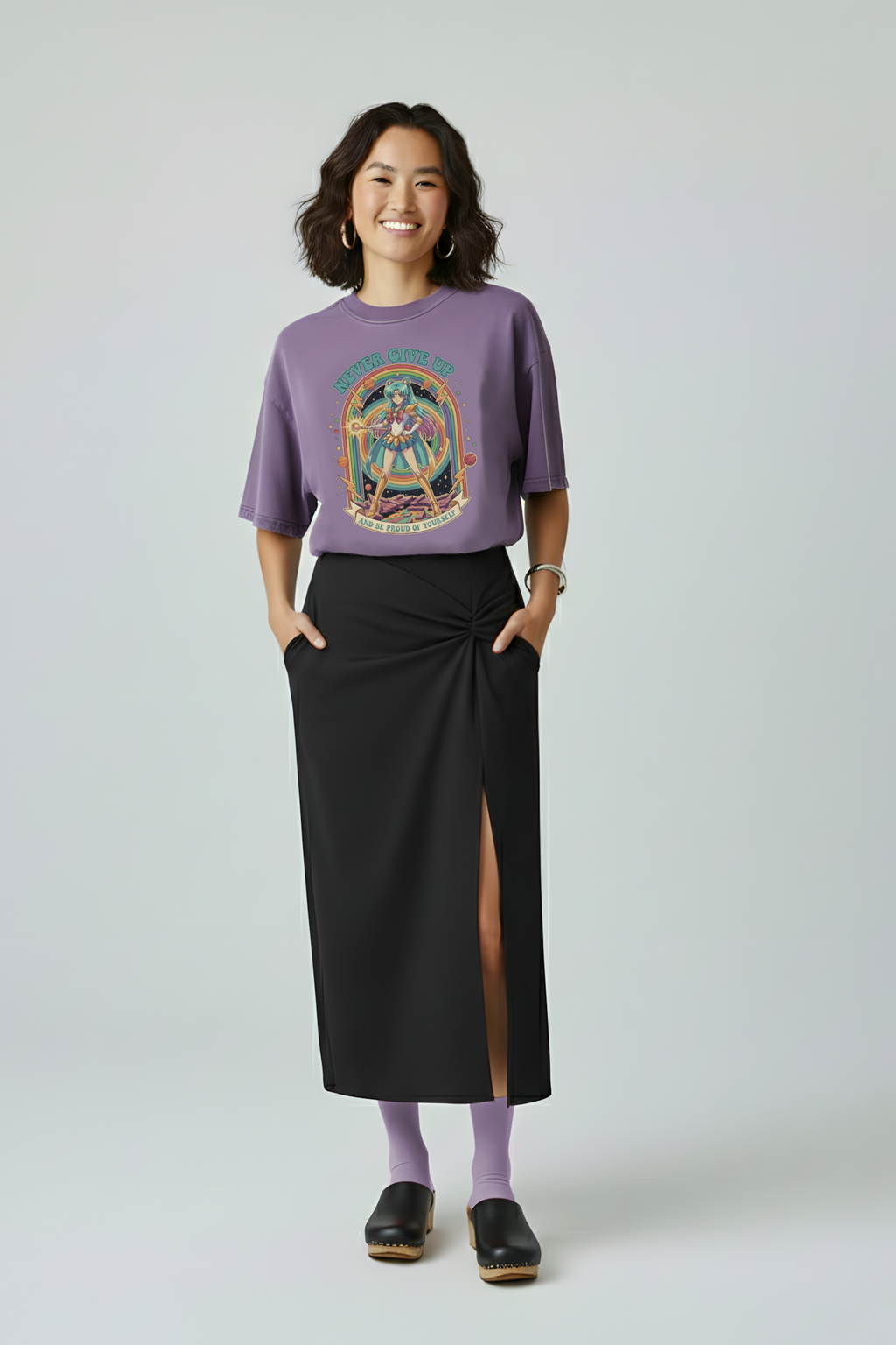 T-SHIRT NEVER GIVE UP VIOLET