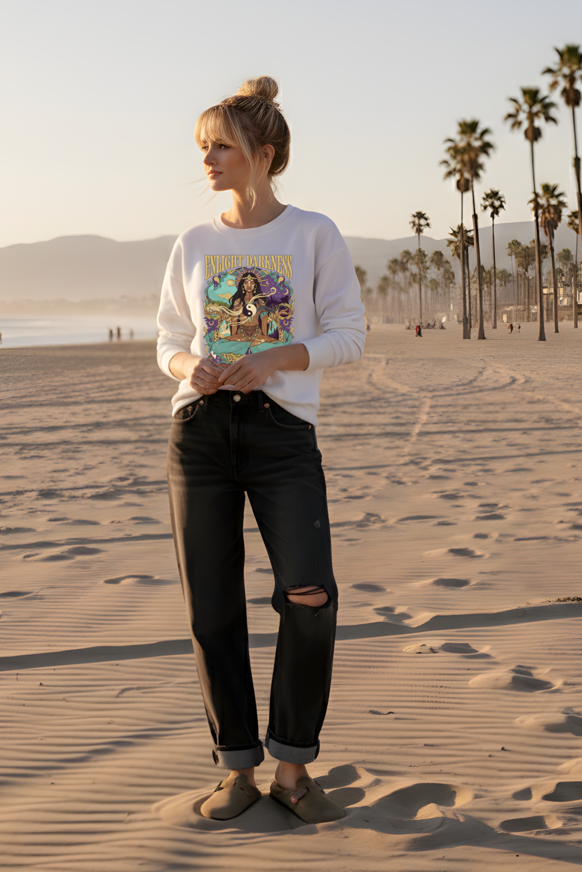 SWEATSHIRT ENLIGHT DARKNESS BLANC