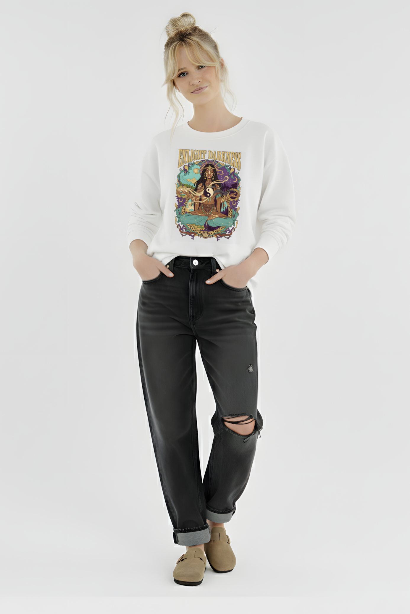 SWEATSHIRT ENLIGHT DARKNESS BLANC