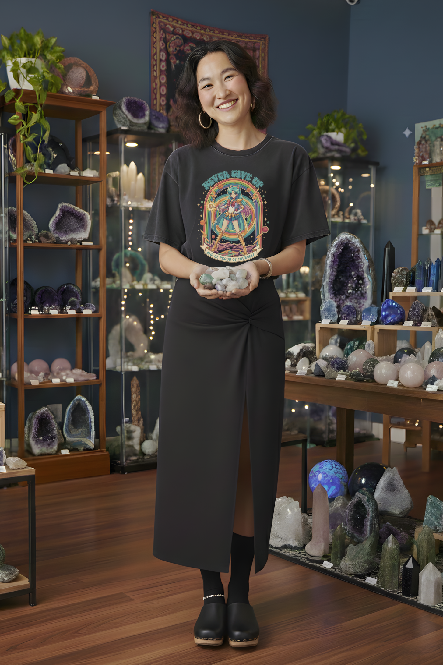 T-SHIRT NEVER GIVE UP NOIR