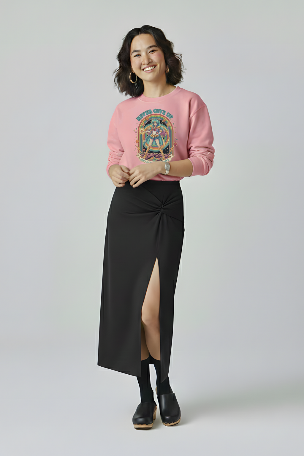 SWEATSHIRT NEVER GIVE UP ROSE