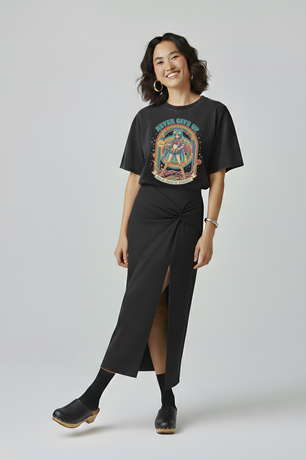 T-SHIRT NEVER GIVE UP NOIR