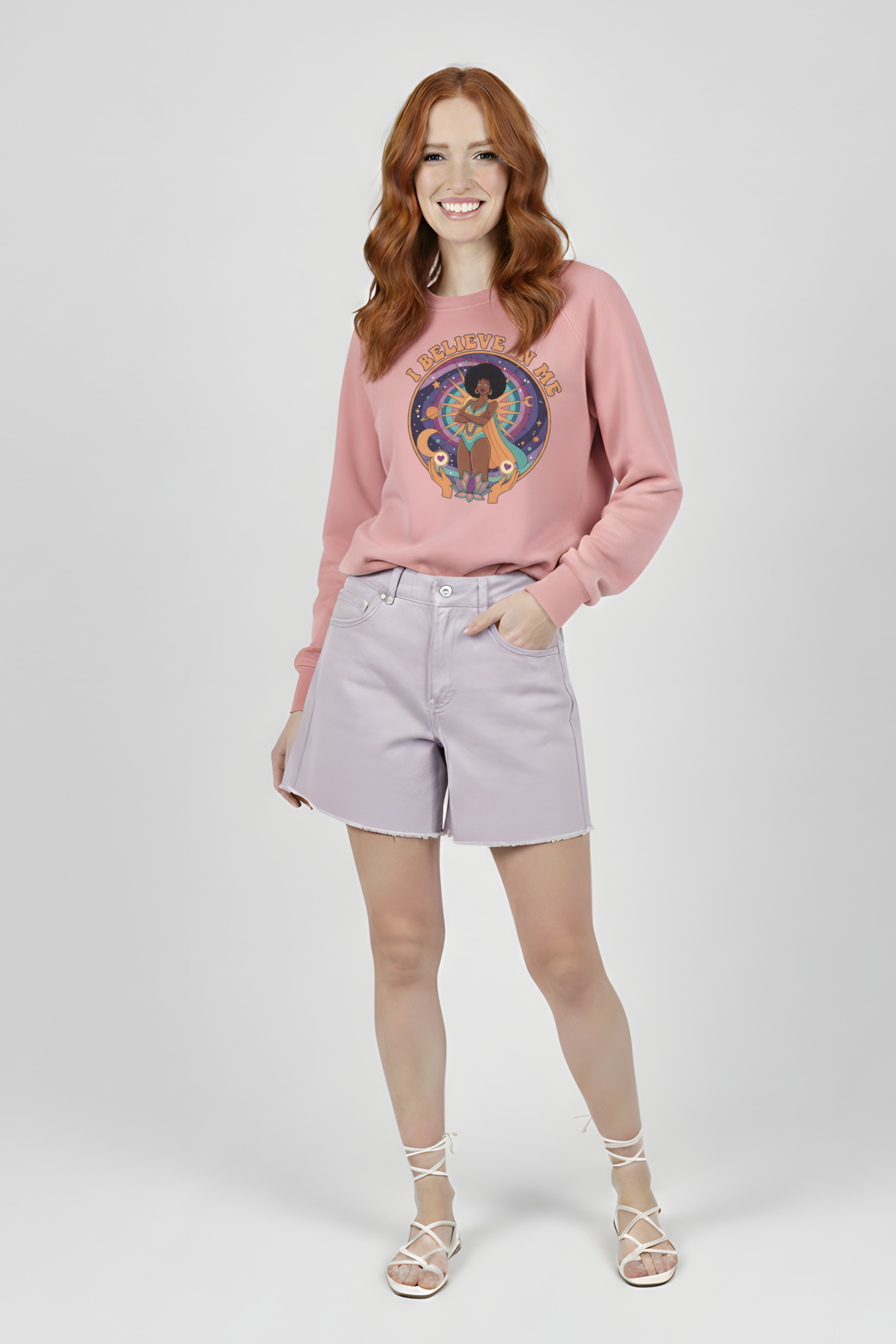 SWEATSHIRT I BELIEVE IN ME ROSE