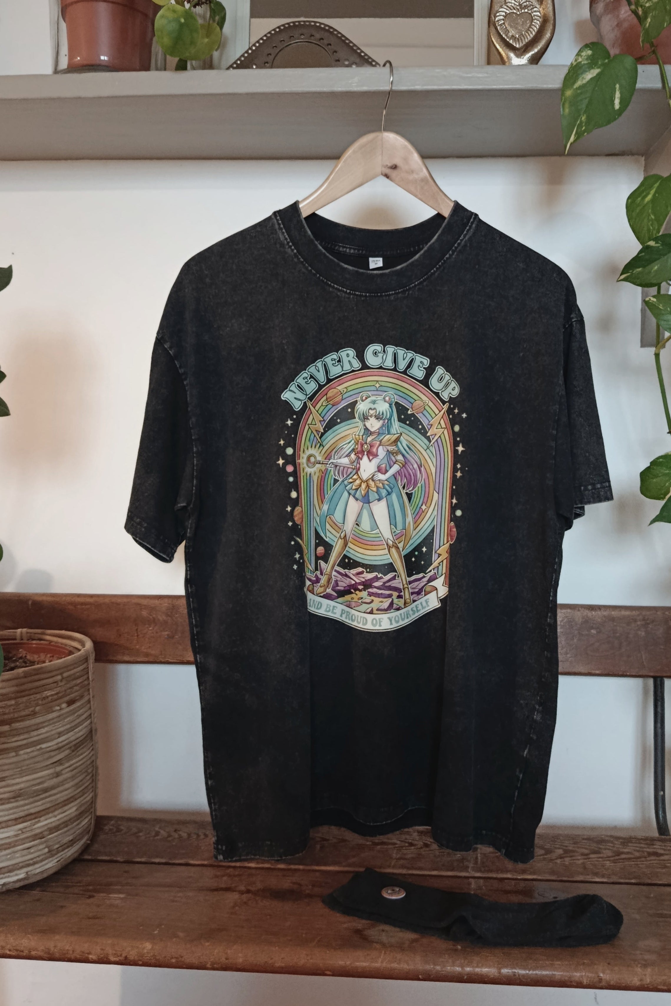 T-SHIRT NEVER GIVE UP NOIR