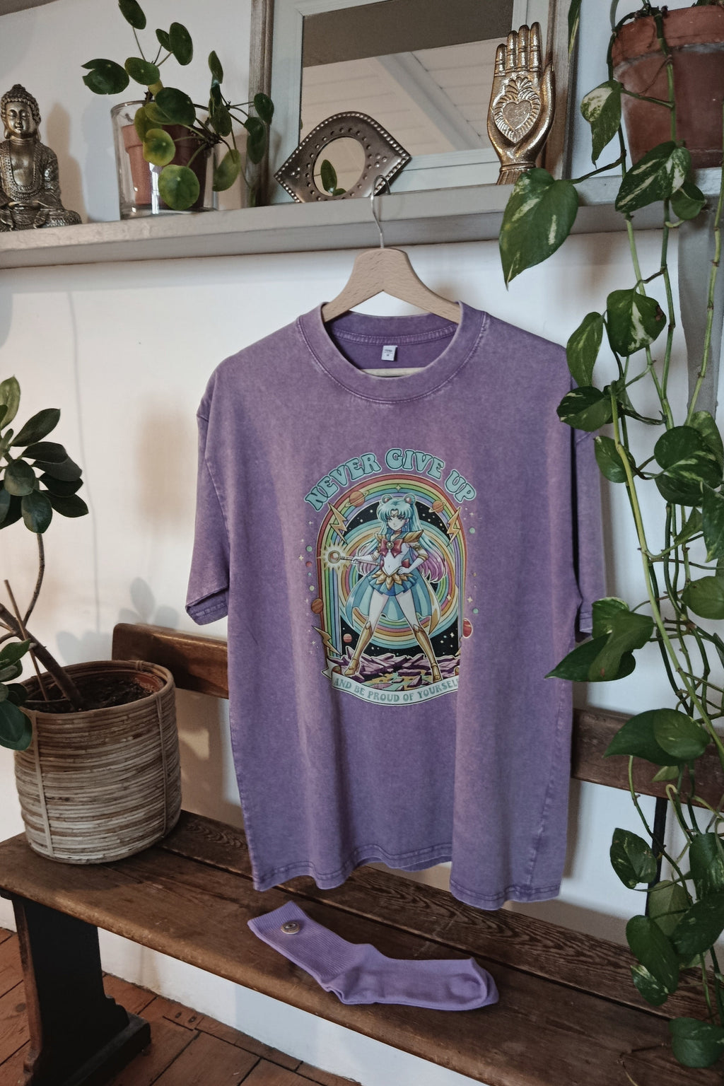 T-SHIRT NEVER GIVE UP VIOLET