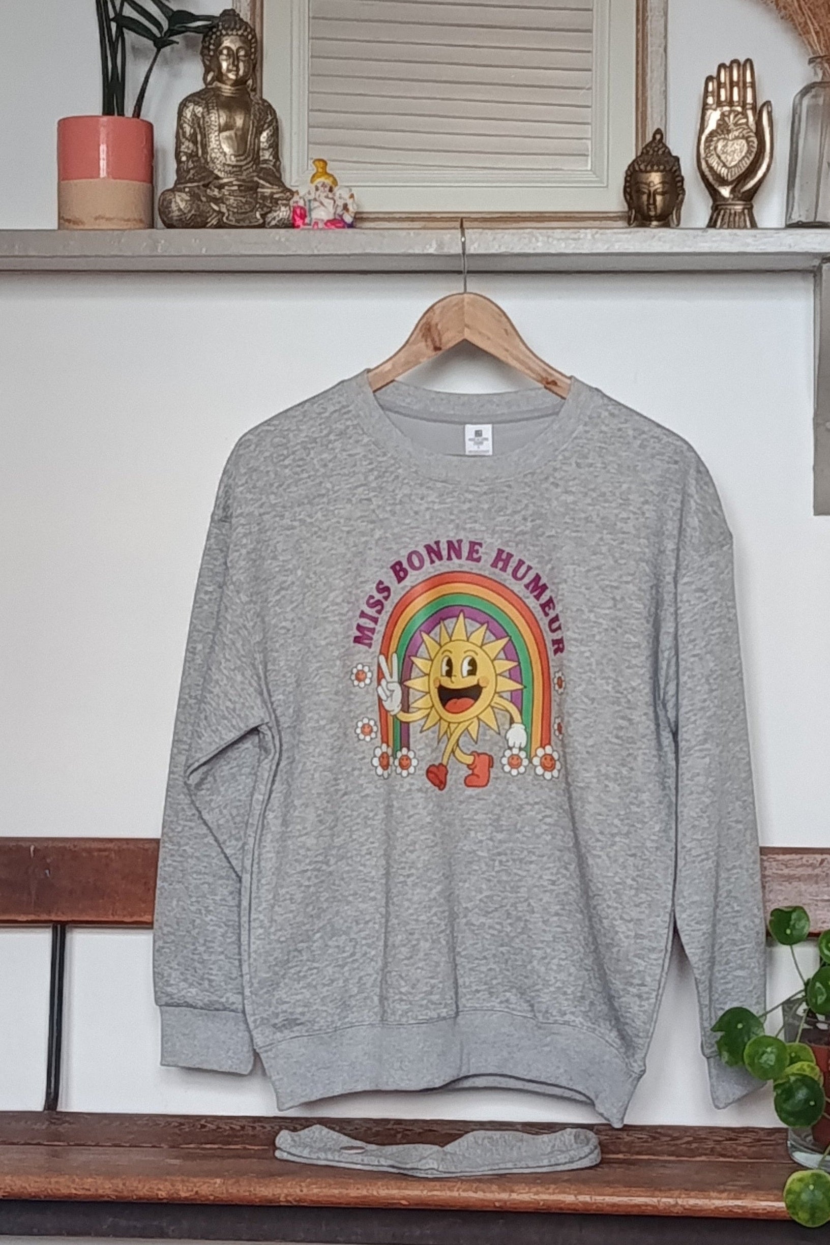 SWEATSHIRT MISS BONNE HUMEUR GRIS