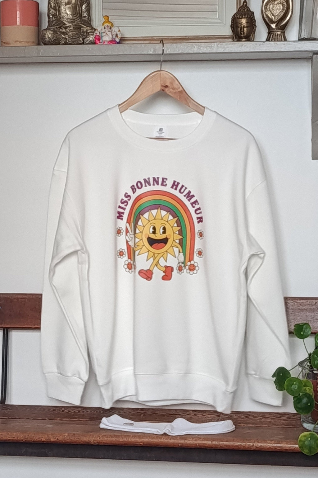 SWEATSHIRT MISS BONNE HUMEUR BLANC