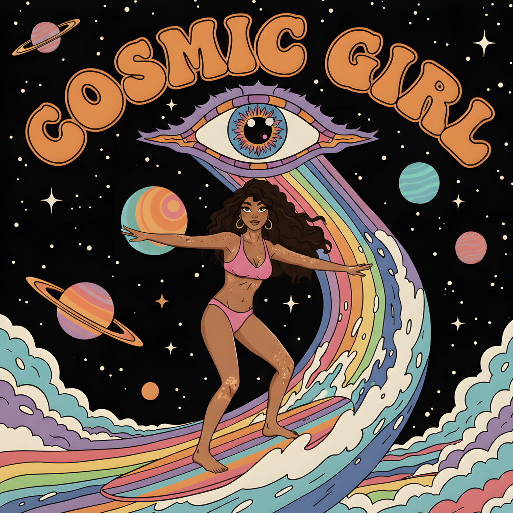 T-SHIRT COSMIC GIRL FUSHIA