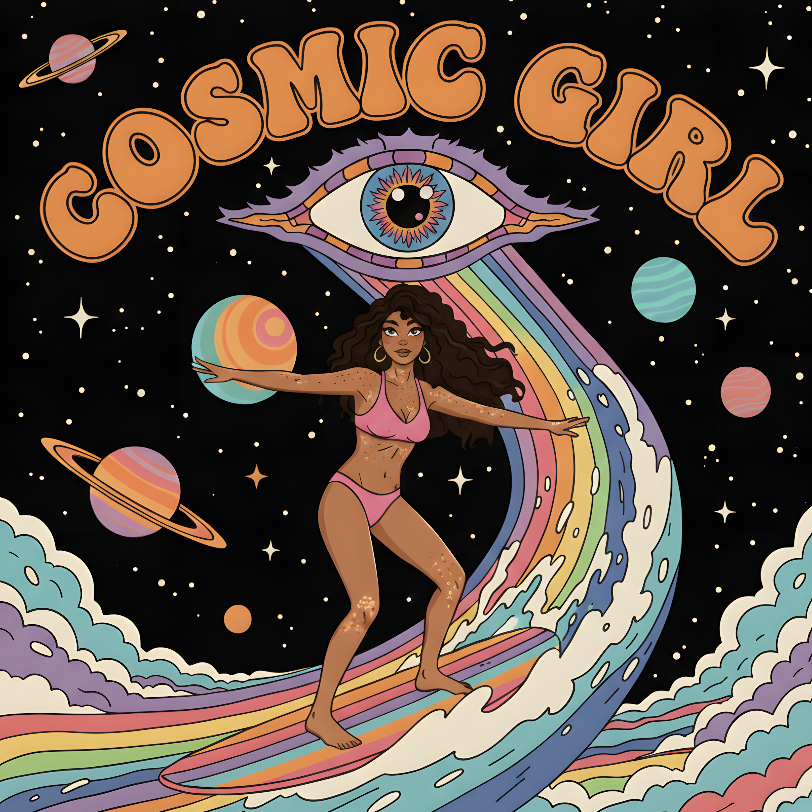 T-SHIRT COSMIC GIRL FUSHIA