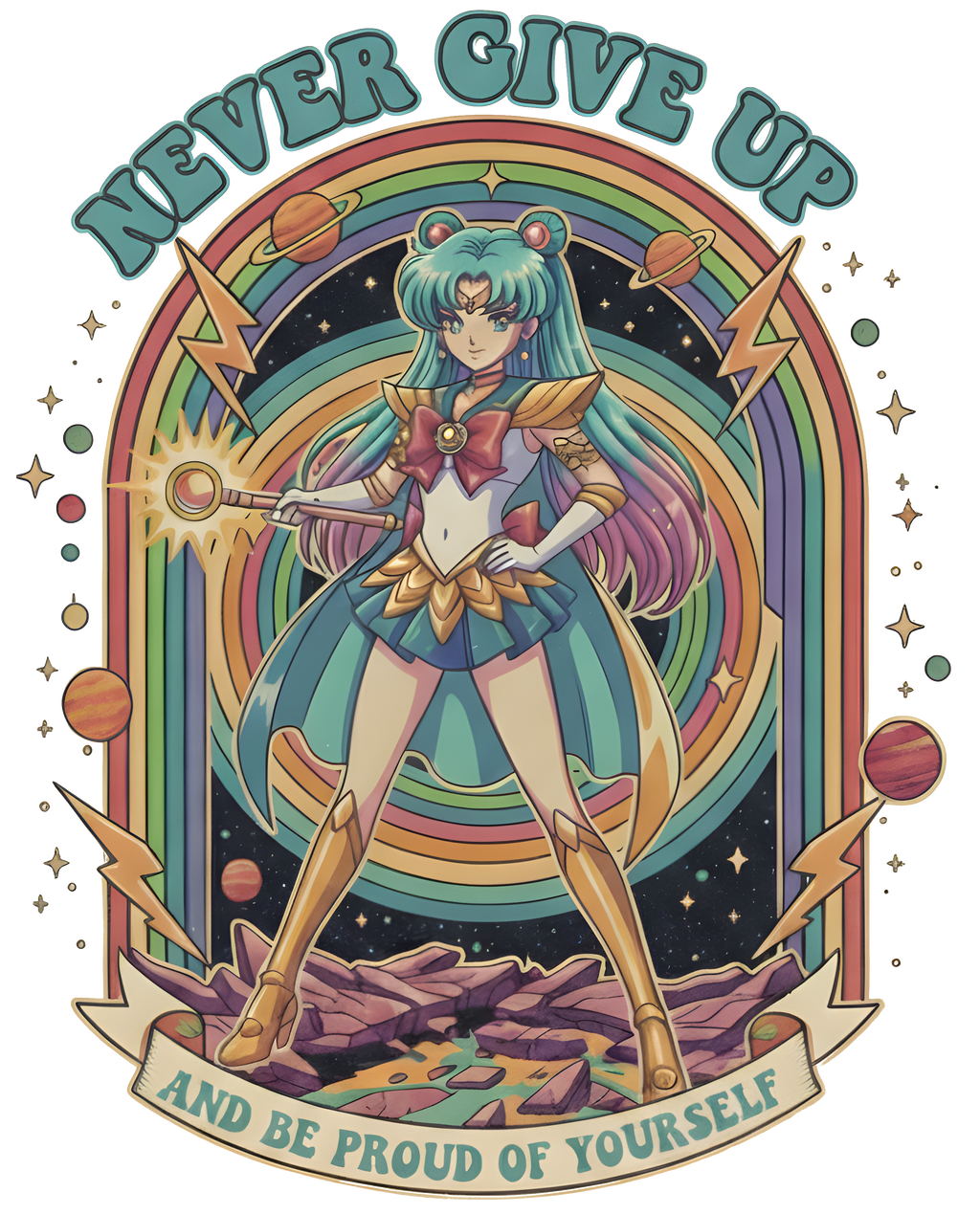 T-SHIRT NEVER GIVE UP VIOLET