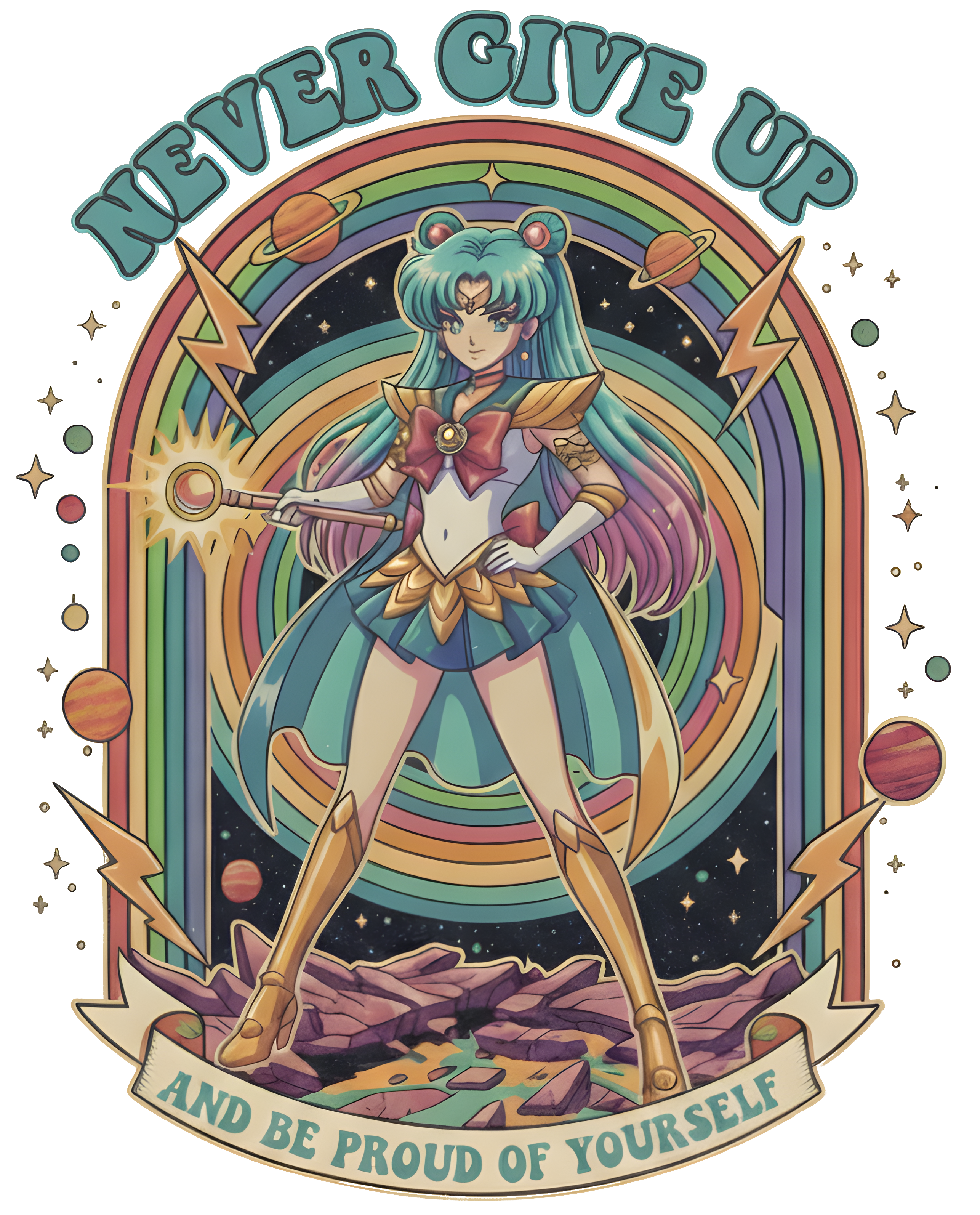 T-SHIRT NEVER GIVE UP NOIR