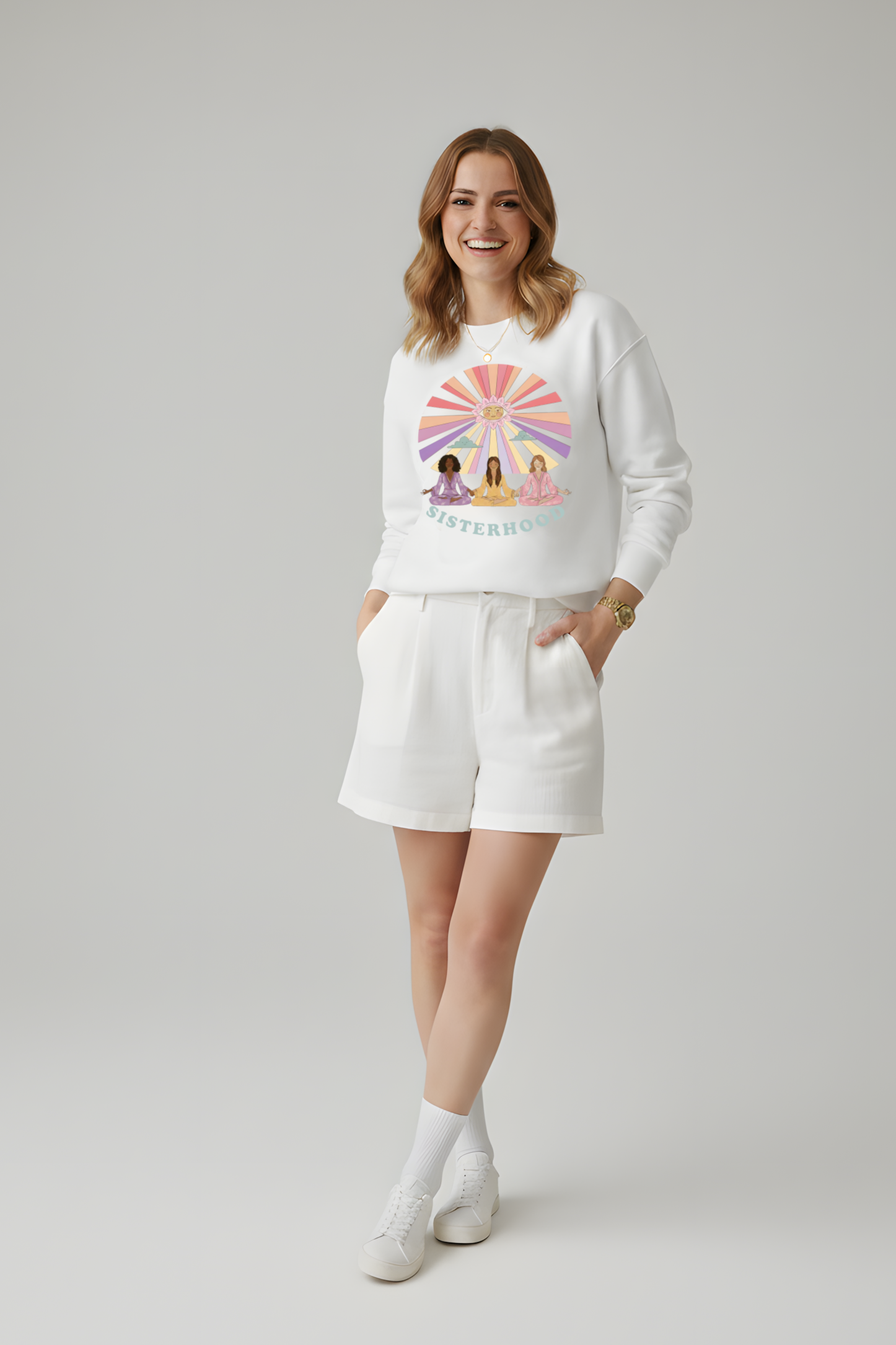 SWEATSHIRT SISTERHOOD BLANC