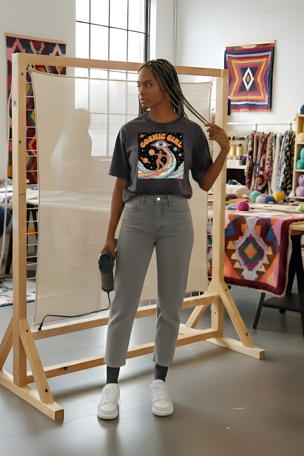 T-SHIRT COSMIC GIRL NOIR